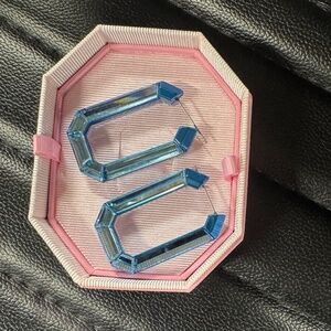 Swarovski Lucent hoop earrings Octagon shape, large, Blue